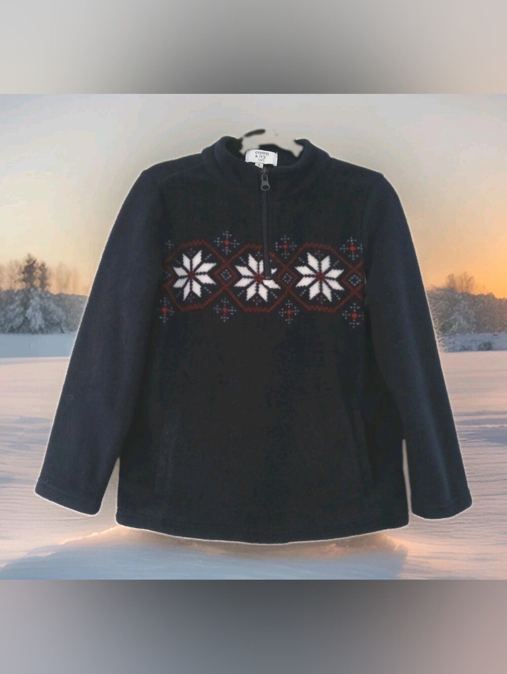Crown & Ivy Kids Boy's Size 6 Jacket Navy White Red Pockets Zipper Pull Over